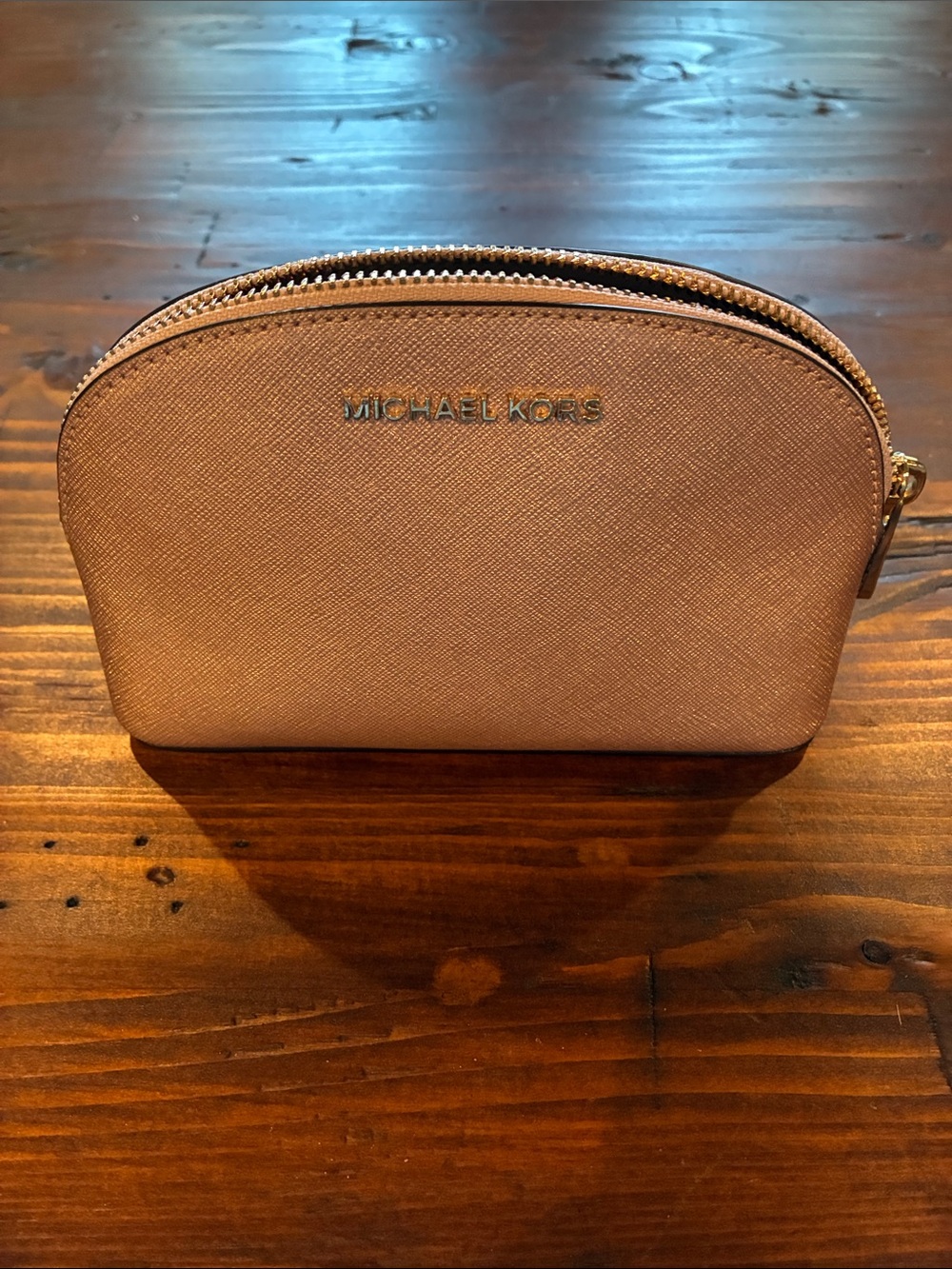 Michael Kors Rose Gold Saffiano Cosmetic Case